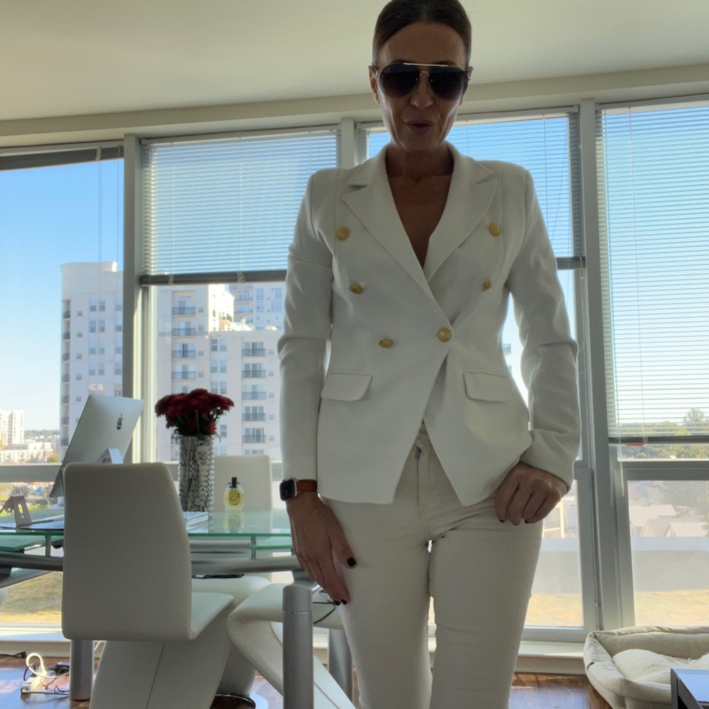 New Missguided White jacket with gold buttons, size M